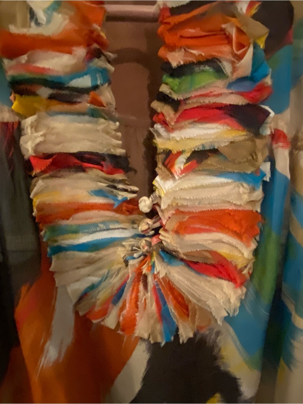 Multicolor Ruffled Front Sleeveless Blouse - Picture 2 of 4